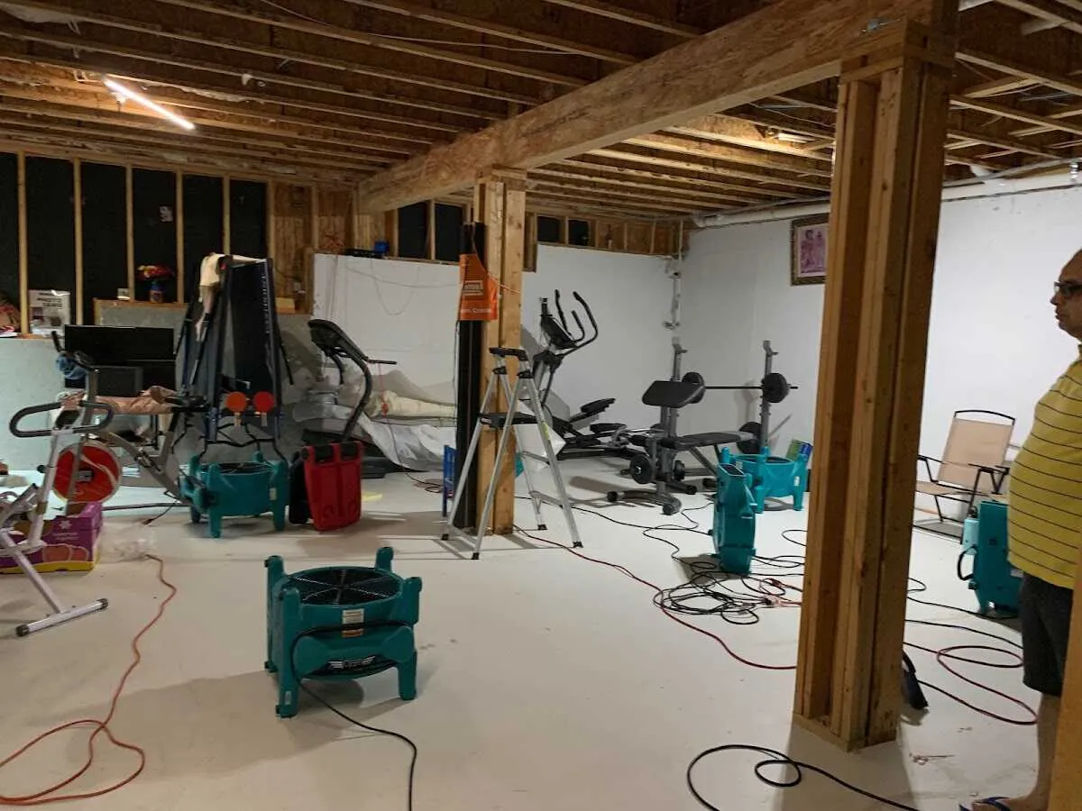 Basement drying equipment setup for Structural Drying in Boxborough